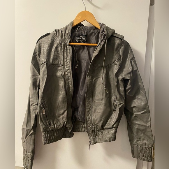 Grey Faux Leather Jacket - Picture 1 of 2